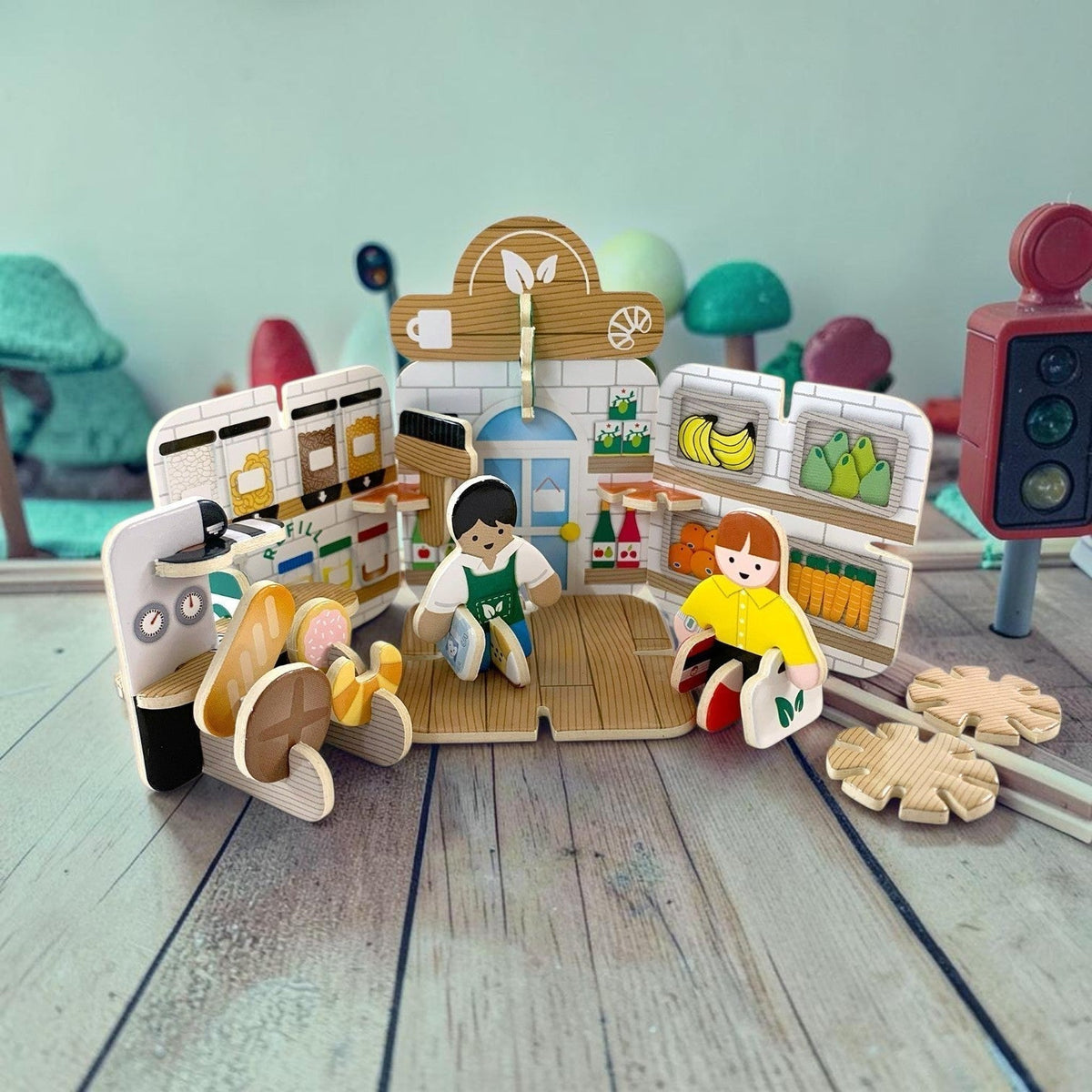 Precious Days Gifts eco-friendly cardboard mini refill cafe playset with figures and food accessories for kids