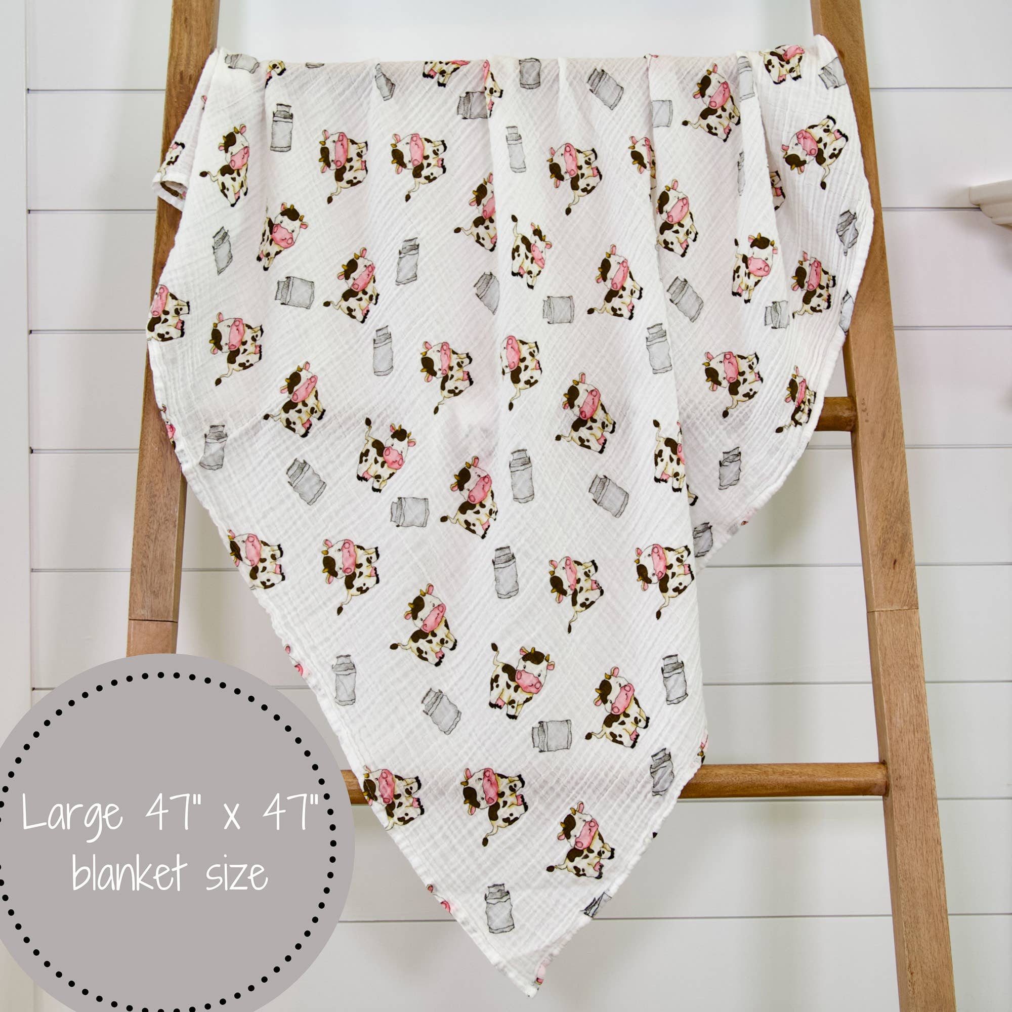 Baby Muslin Swaddle Blanket 120 x 120cm: The Cow Goes MOO