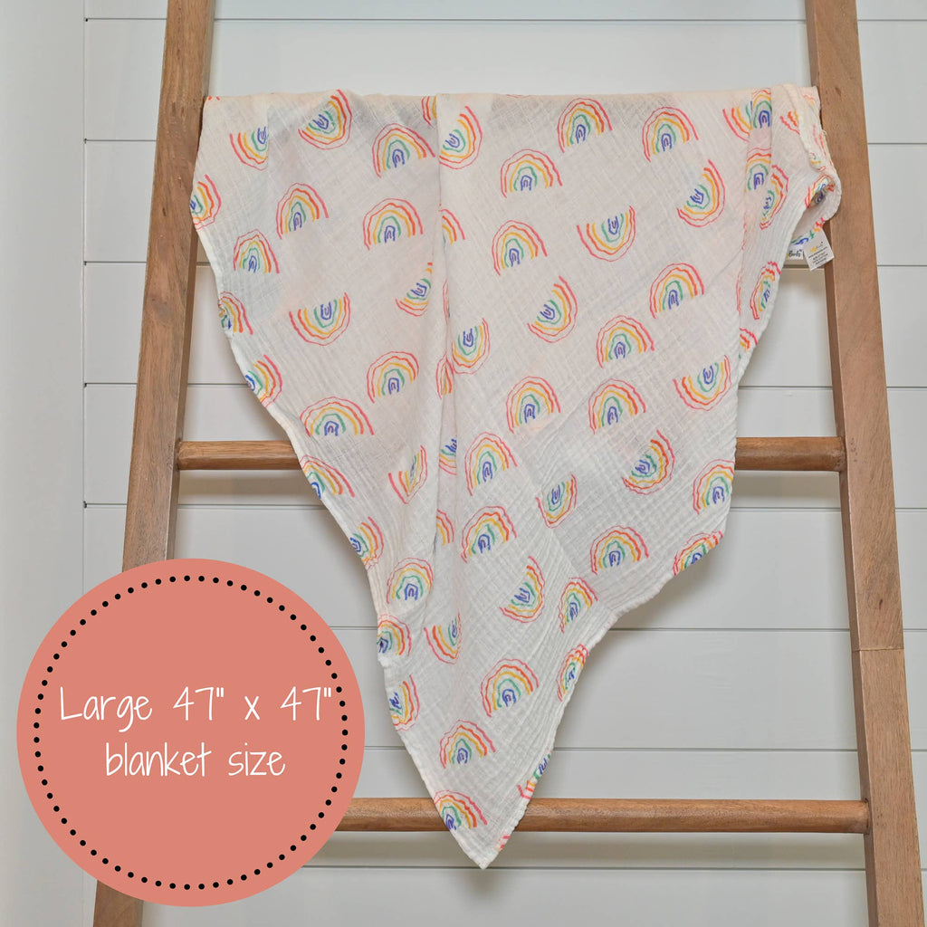 Baby Musselin Puckdecke 120 x 120cm: Over the Rainbow