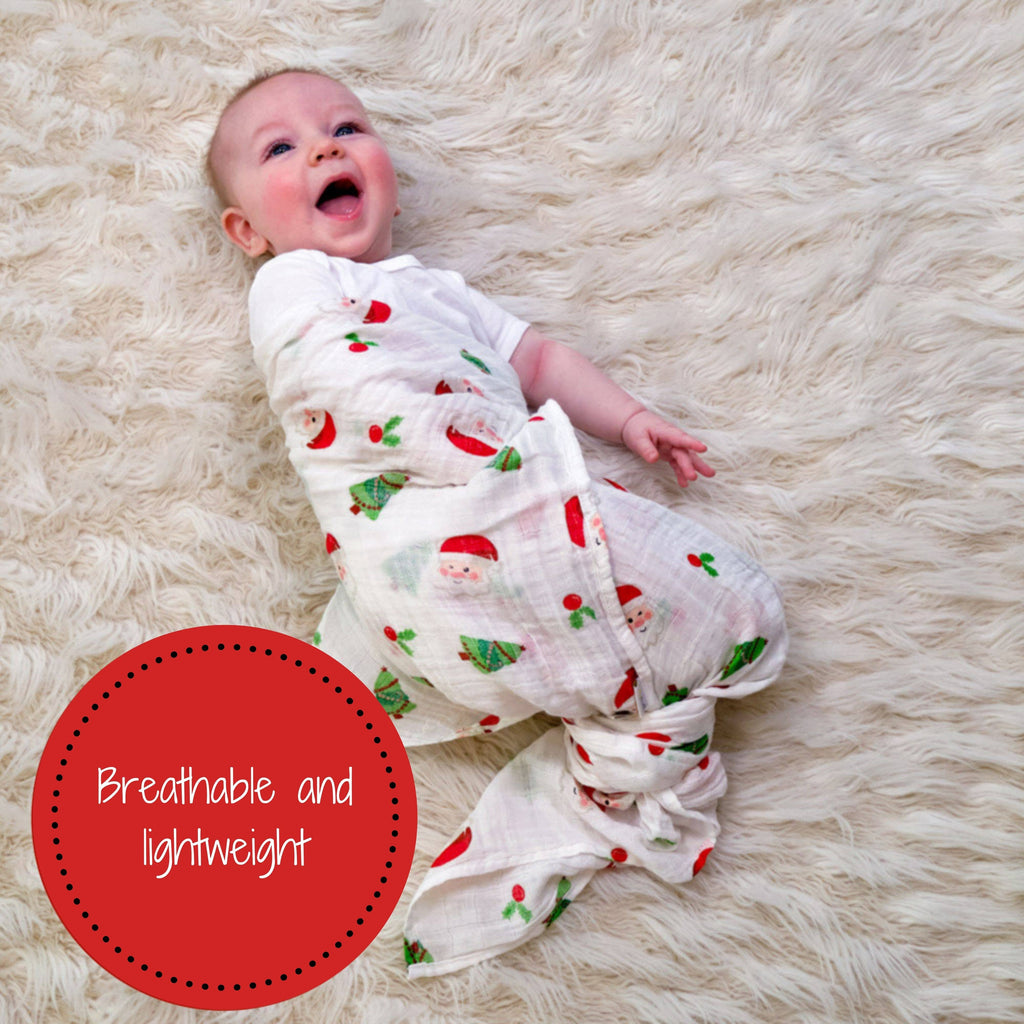 Baby Muslin Swaddle Blanket 120 x 120cm: Santa Claus Christmas