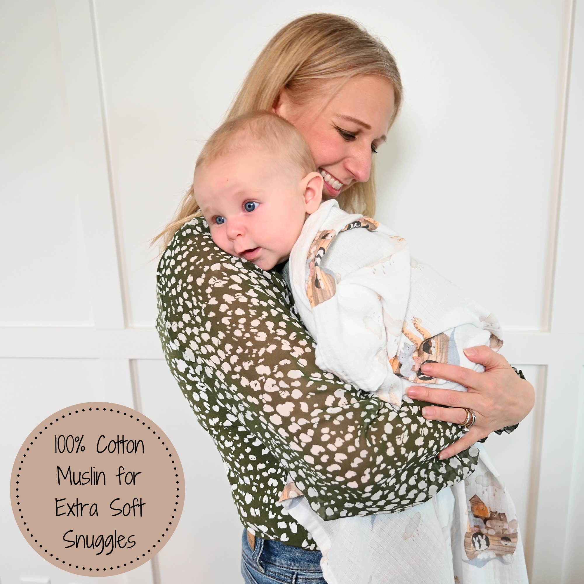 Baby Muslin Swaddle Blanket 120 x 120cm Noah's Ark