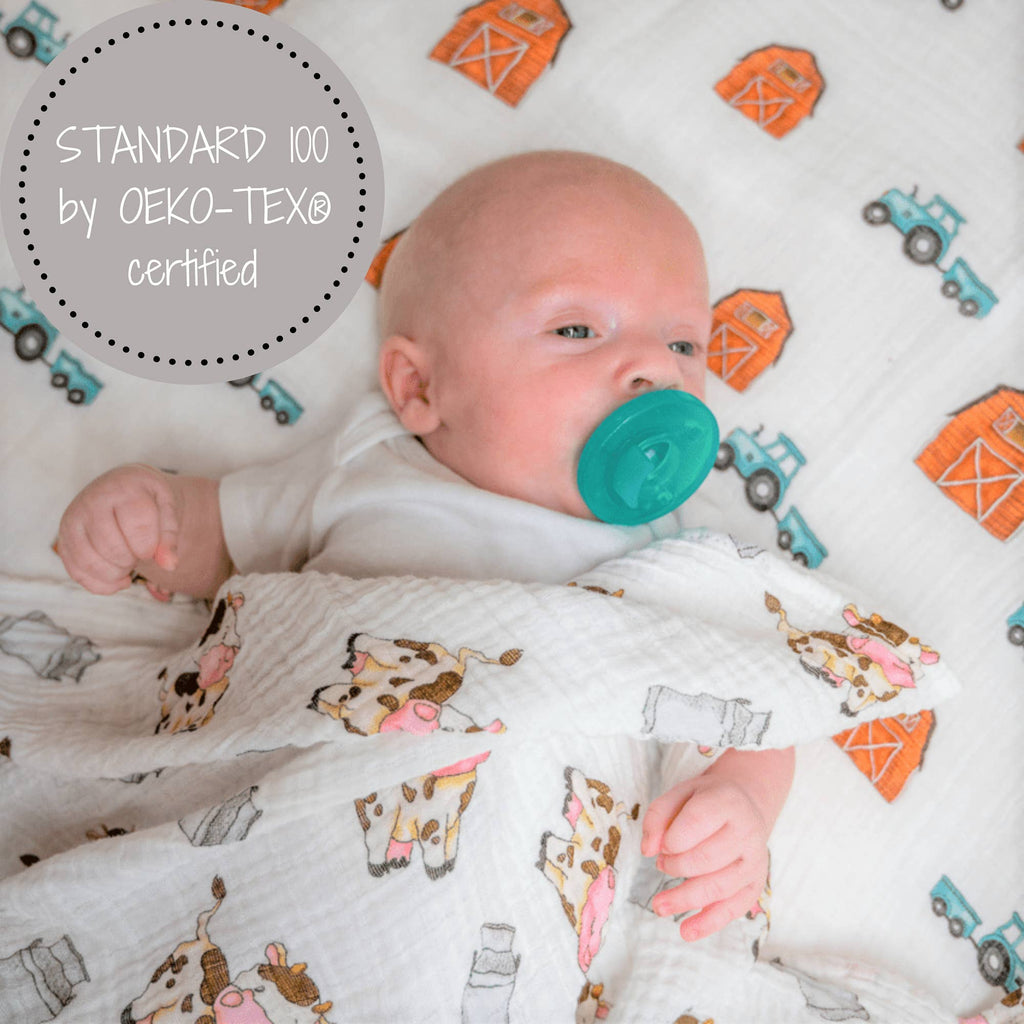 Baby Muslin Swaddle Blanket 120 x 120cm: The Cow Goes MOO