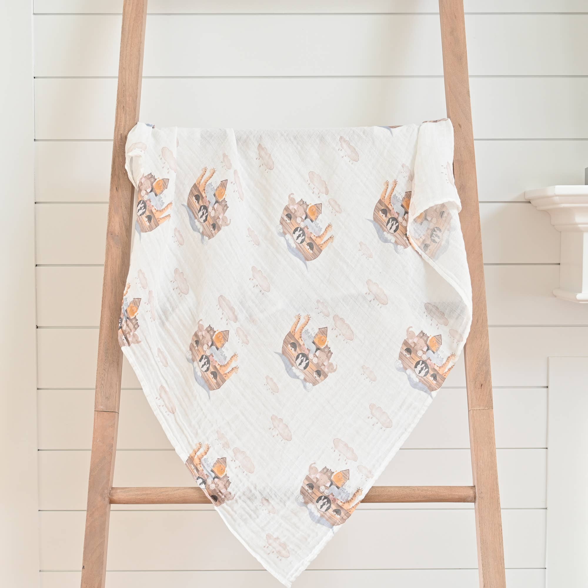 Baby Muslin Swaddle Blanket 120 x 120cm Noah's Ark