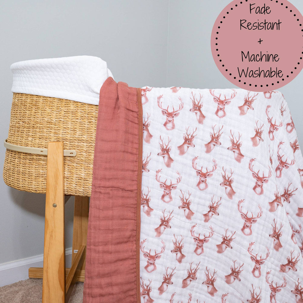 Baby & Kids Muslin Blanket 120 x 120cm: Oh Deer