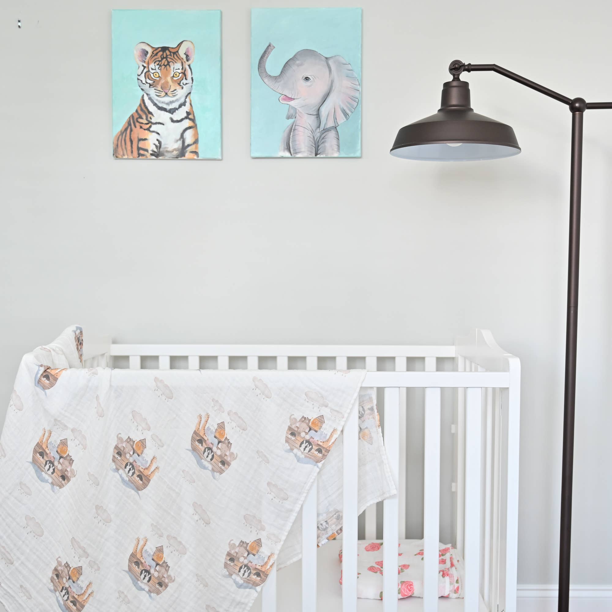 Baby Muslin Swaddle Blanket 120 x 120cm Noah's Ark