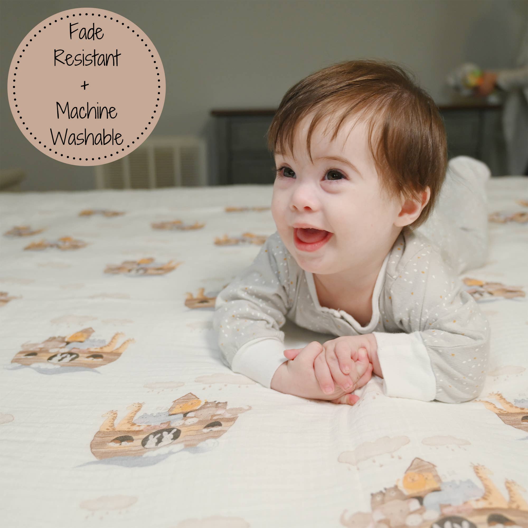 Baby Muslin Swaddle Blanket 120 x 120cm Noah's Ark