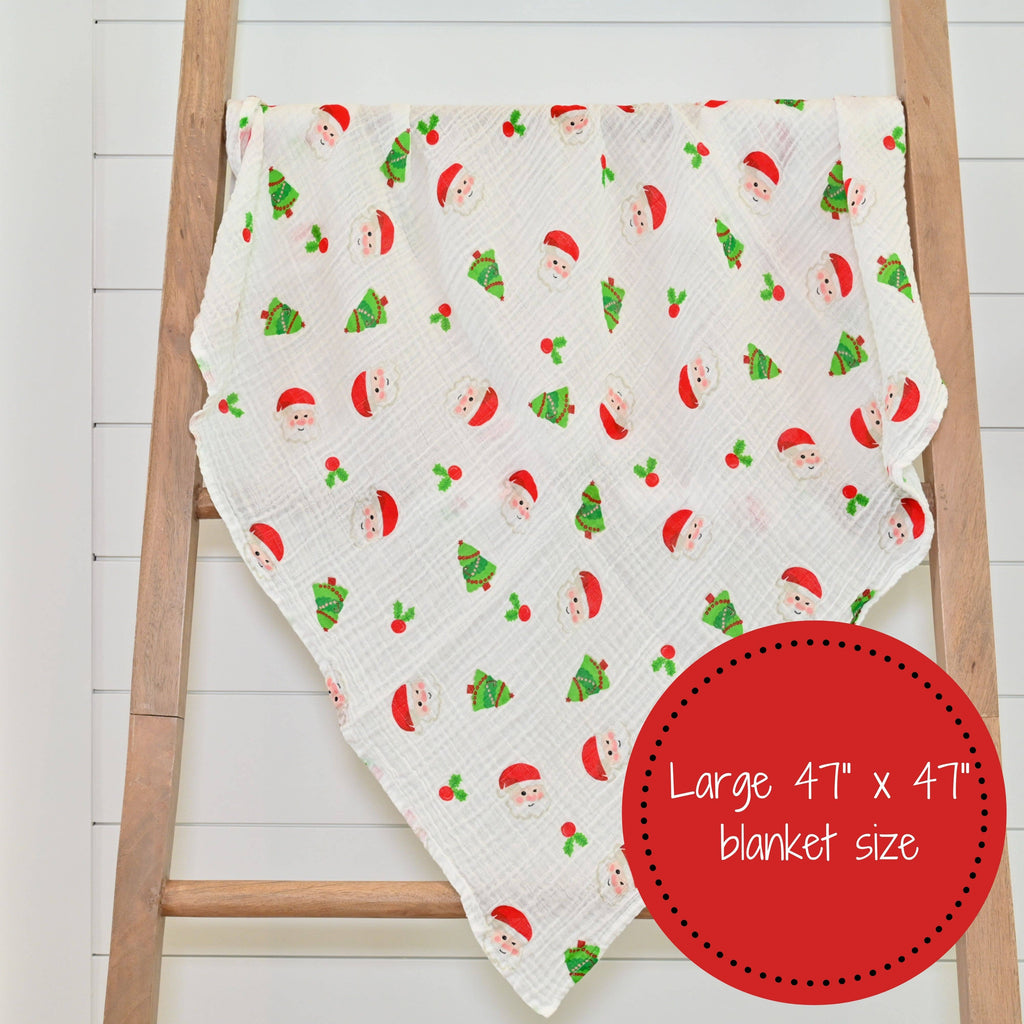 Baby Muslin Swaddle Blanket 120 x 120cm: Santa Claus Christmas