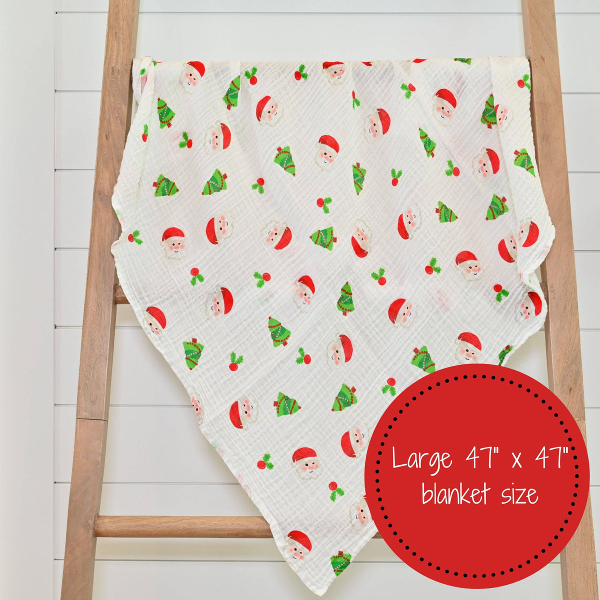 Baby Muslin Swaddle Blanket 120 x 120cm: Santa Claus Christmas