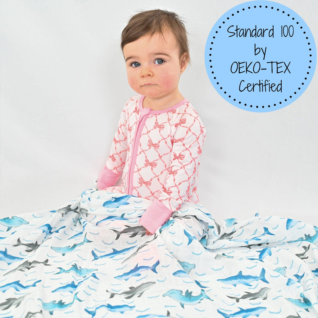 Baby Muslin Swaddle Blanket 120 x 120cm: Jawsome Shark