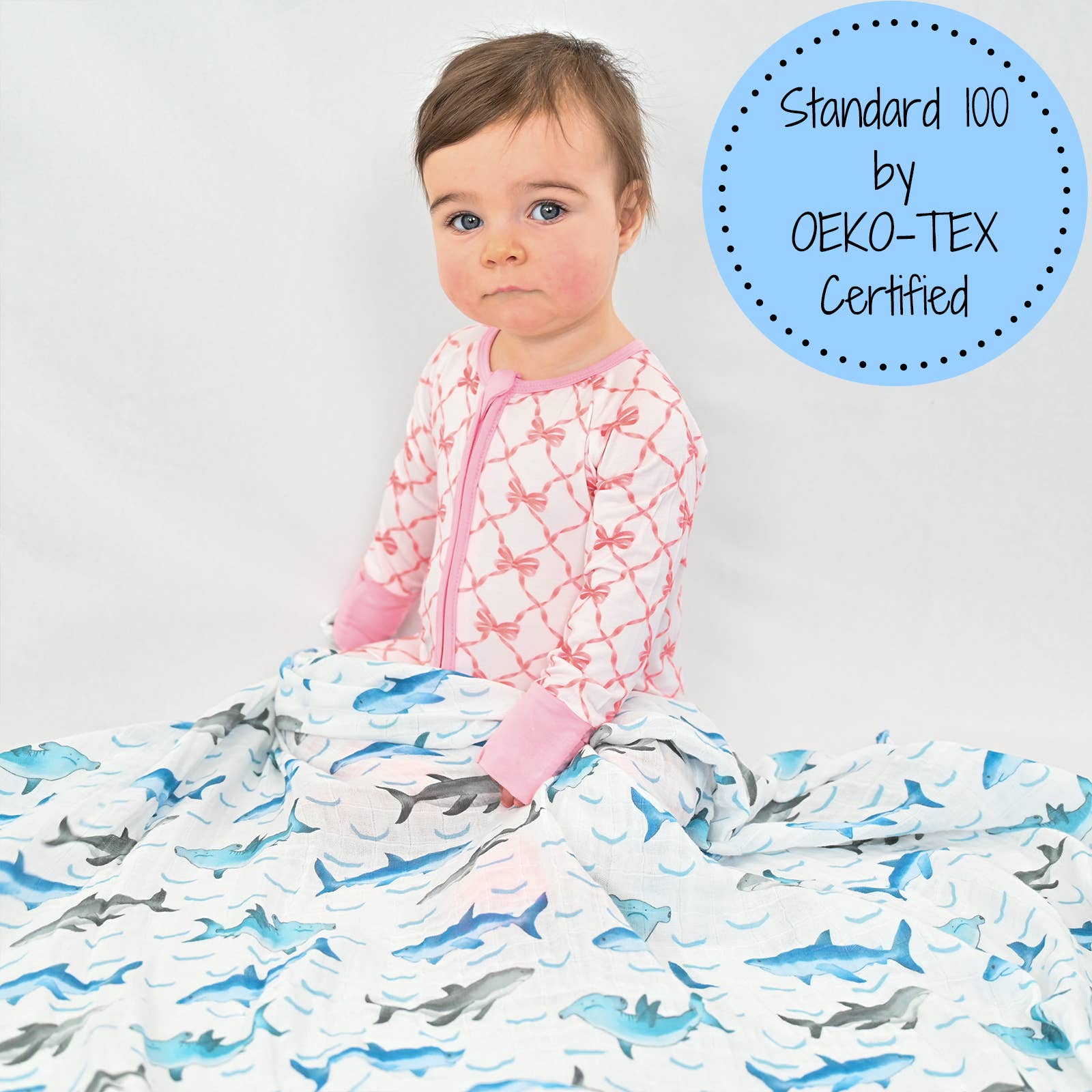 Baby Muslin Swaddle Blanket 120 x 120cm: Jawsome Shark