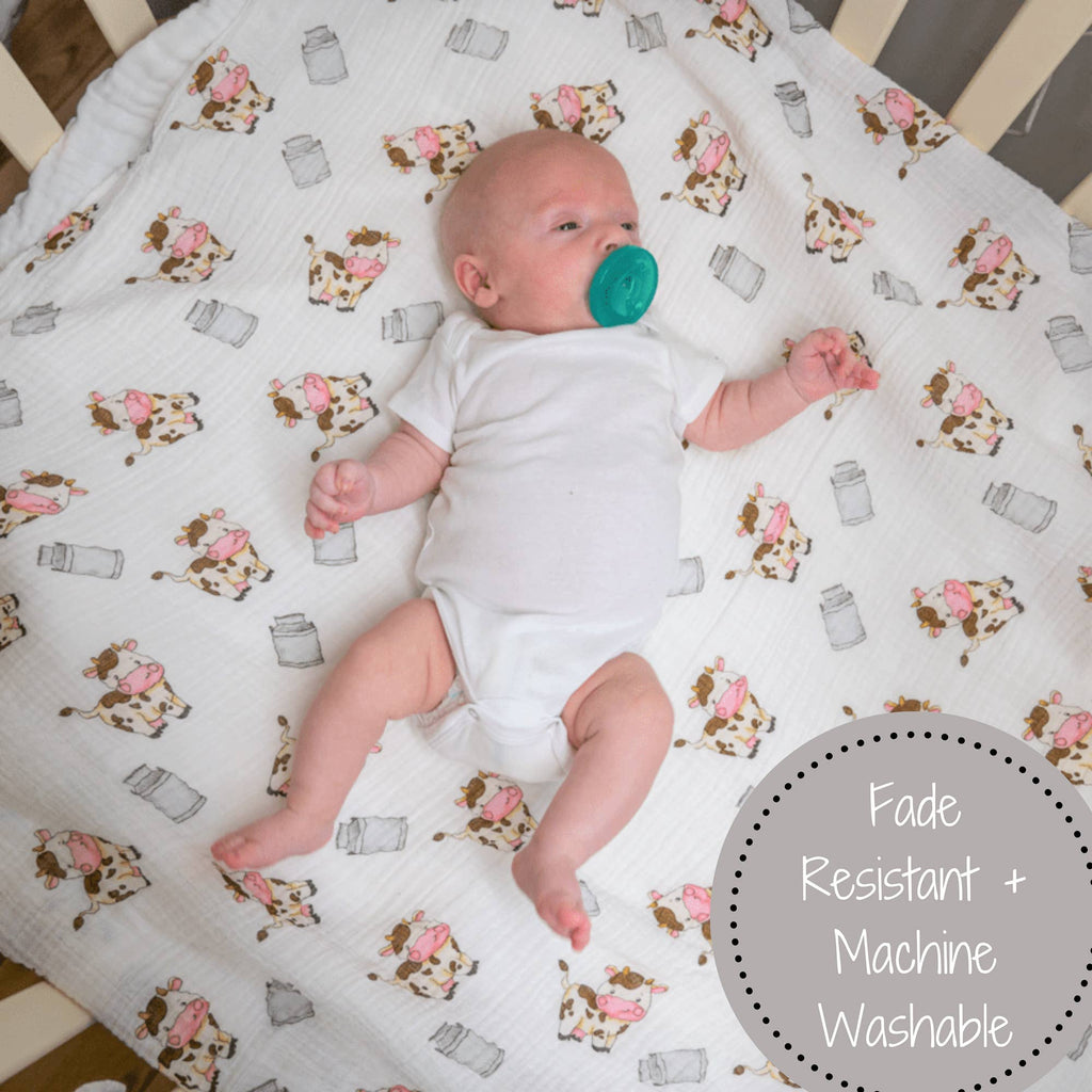 Baby Muslin Swaddle Blanket 120 x 120cm: The Cow Goes MOO