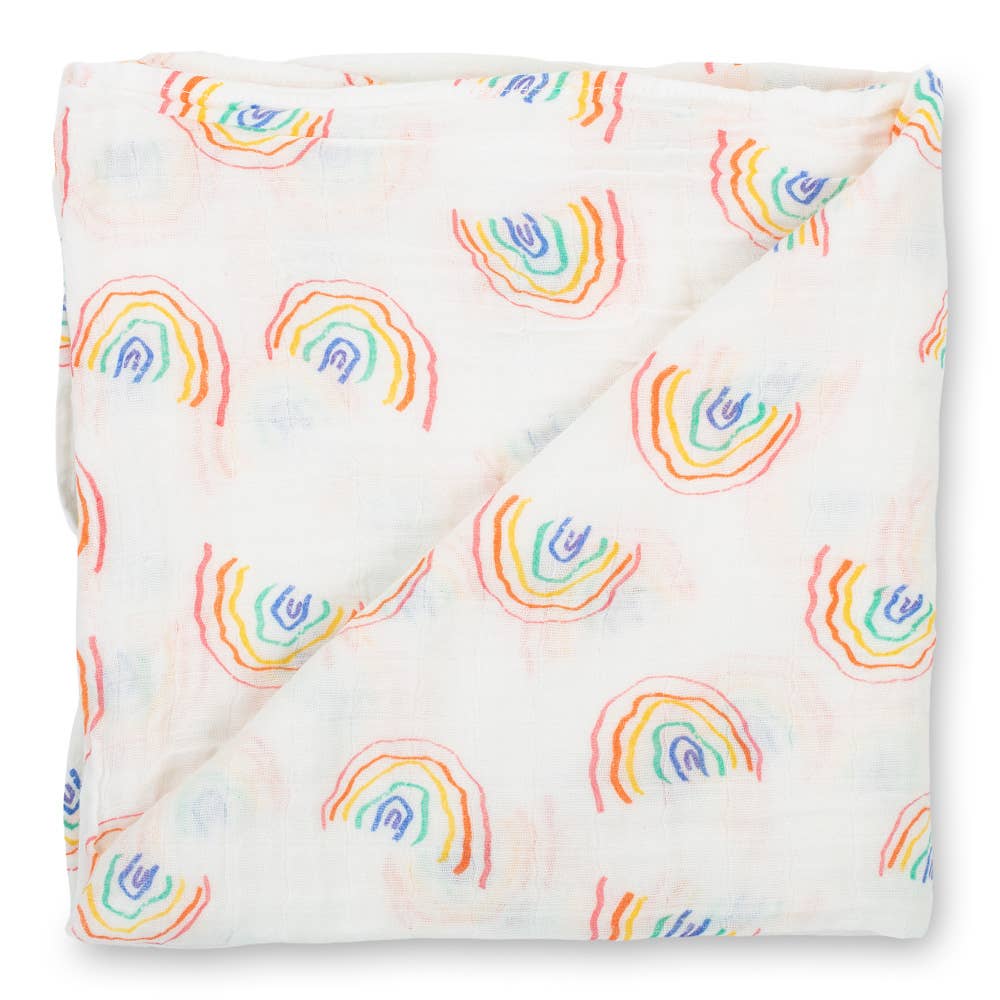 Baby Musselin Puckdecke 120 x 120cm: Over the Rainbow
