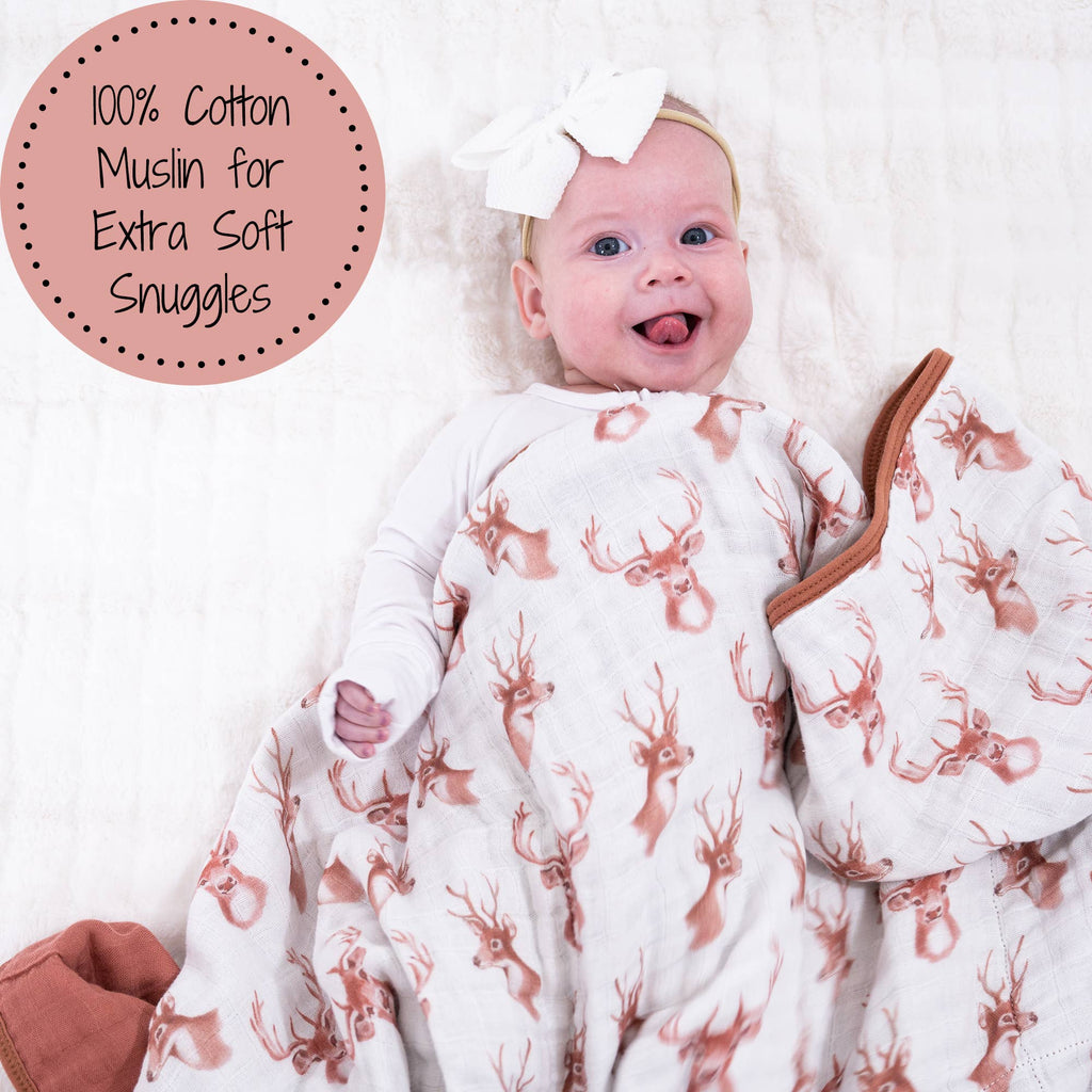Baby & Kids Muslin Blanket 120 x 120cm: Oh Deer