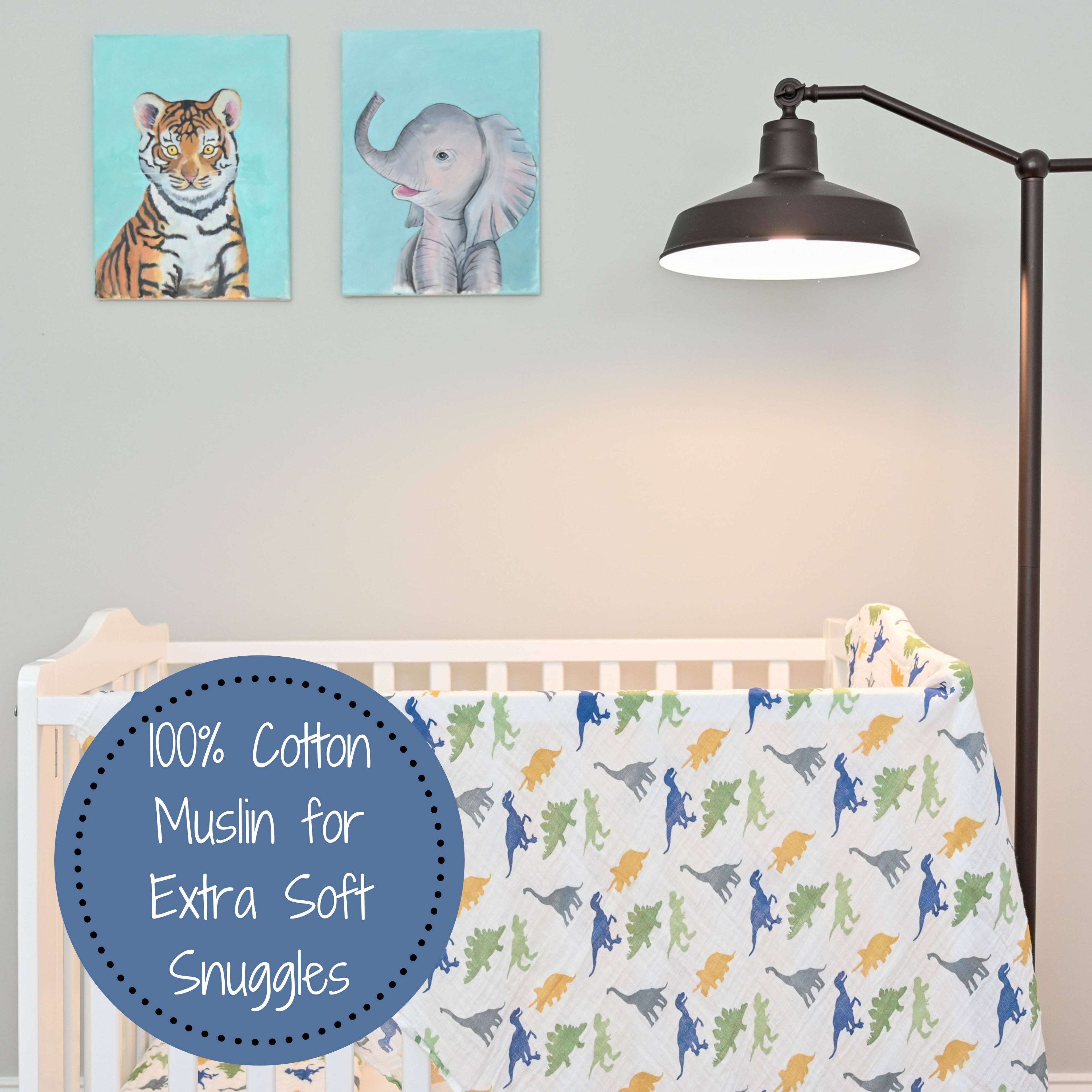 Baby Muslin Swaddle Blanket 120 x 120cm: Rawr-Some