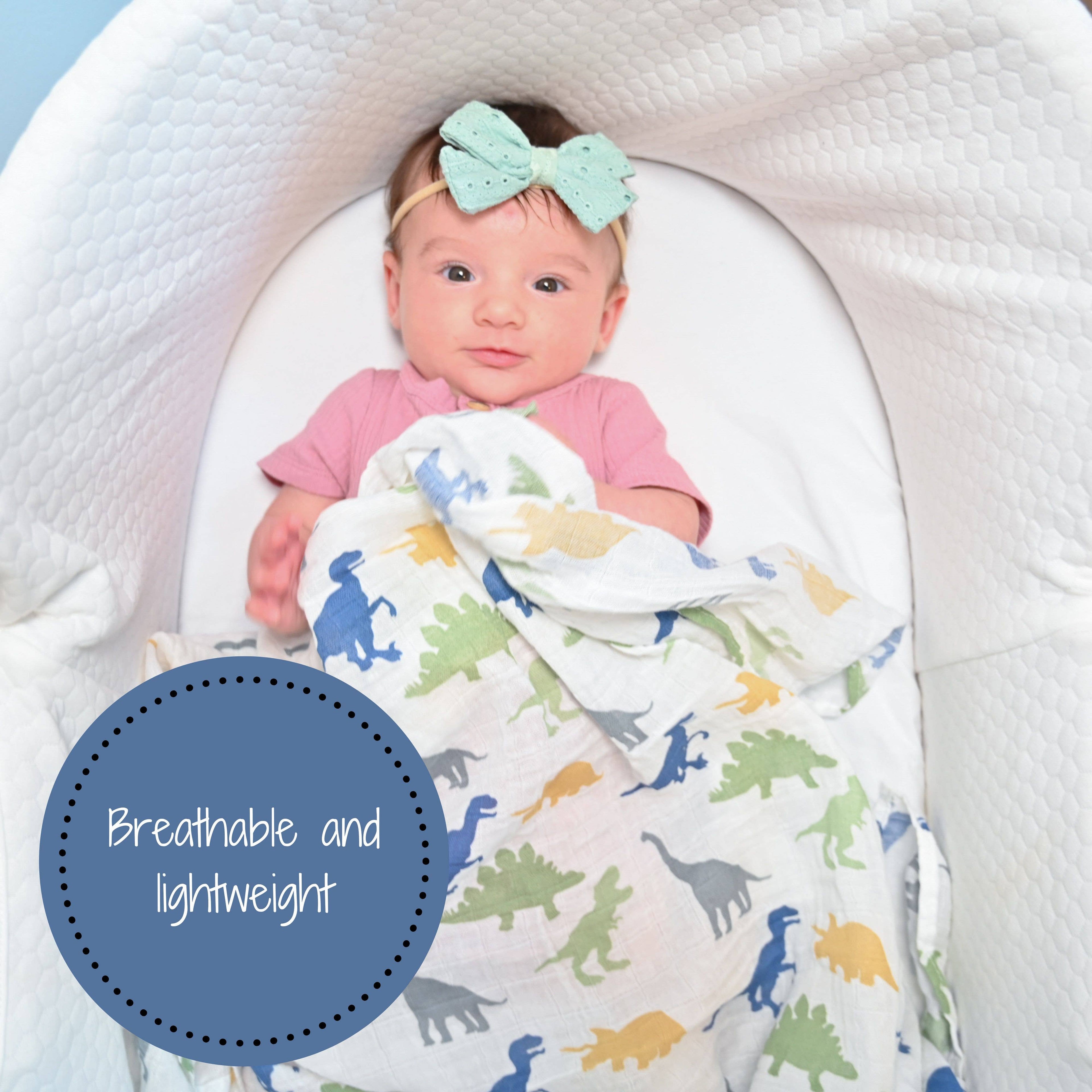 Baby Muslin Swaddle Blanket 120 x 120cm: Rawr-Some