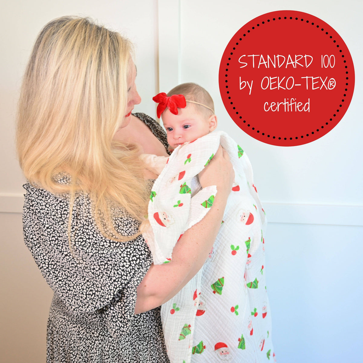 Baby Muslin Swaddle Blanket 120 x 120cm: Santa Claus Christmas
