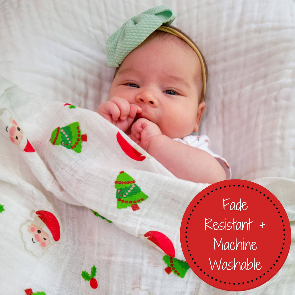Baby Muslin Swaddle Blanket 120 x 120cm: Santa Claus Christmas
