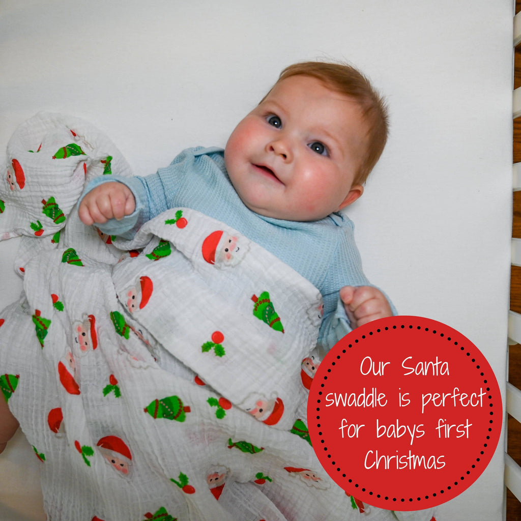 Baby Muslin Swaddle Blanket 120 x 120cm: Santa Claus Christmas
