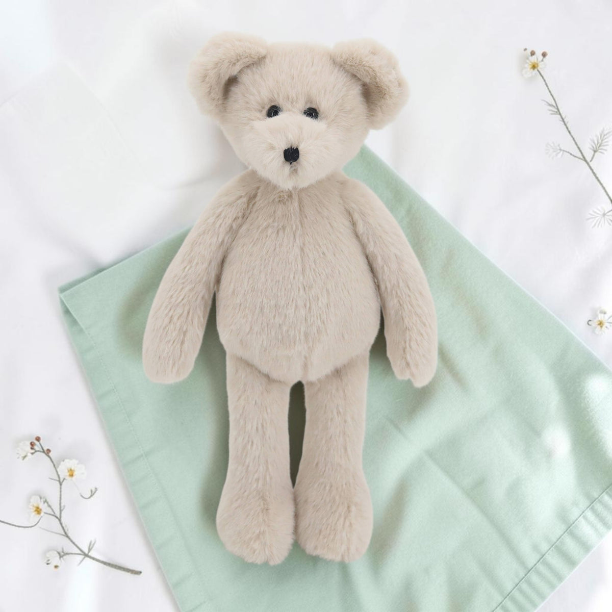 Precious Days Gifts Dingle Dangle beige plush teddy bear soft toy for babies and children.