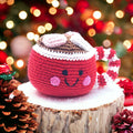 Precious Days Gifts handmade crochet hot cocoa mug ornament with a smiling face, candy cane handle, and marshmallows.