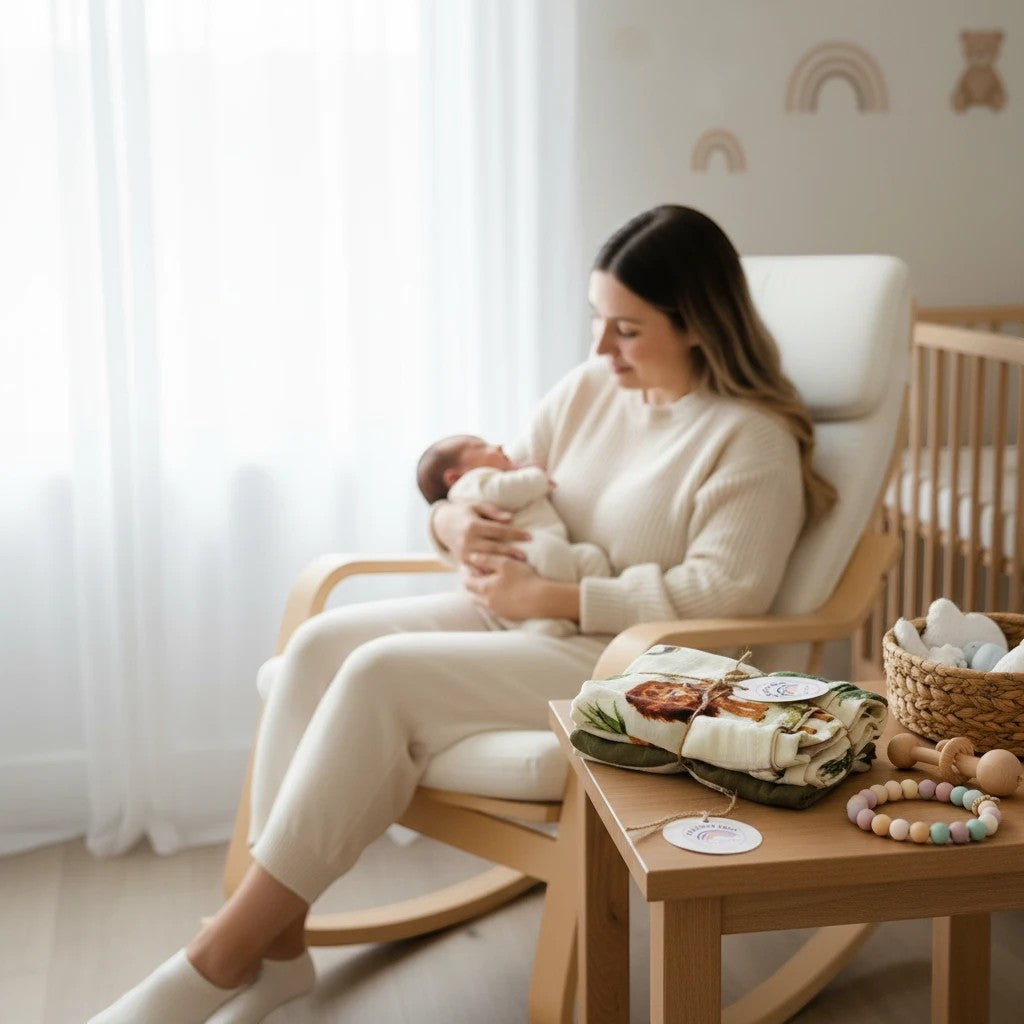 Precious Days Gifts Muslin Duo Gift Set: Safari, featuring a lion and jungle leaves pattern. Soft, breathable cotton.