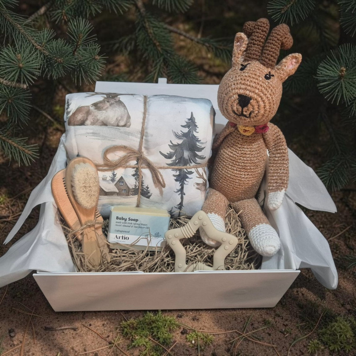 Large Baby Christmas Blanket Hamper: Reindeer Magic