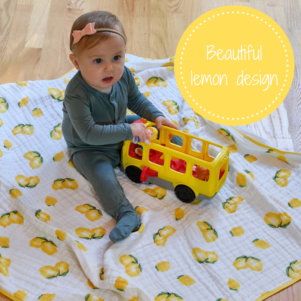 Baby & Kids 6-layer Muslin Quilt 120x120cm: Lemons