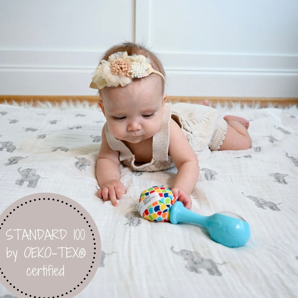 Baby Muslin Swaddle Blanket 120 x 120cm: Elephantastic