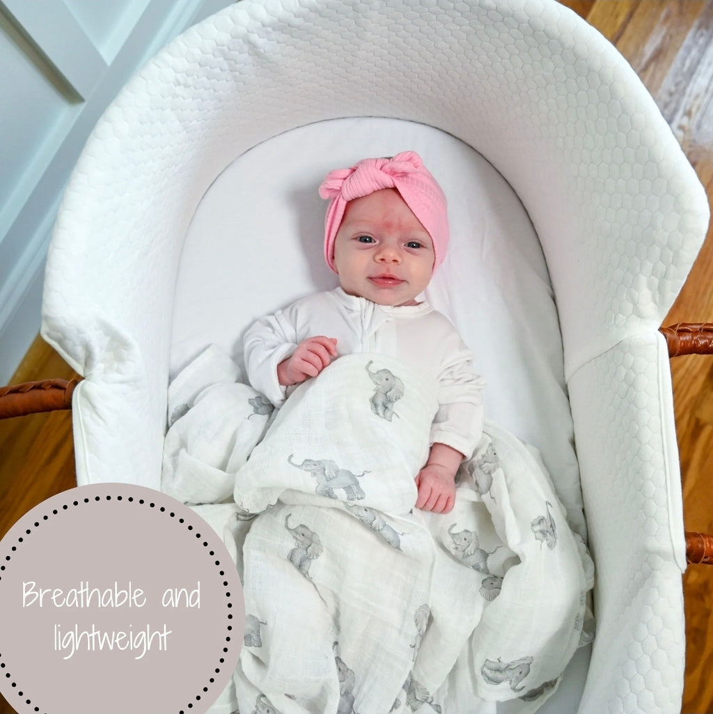 Baby Muslin Swaddle Blanket 120 x 120cm: Elephantastic