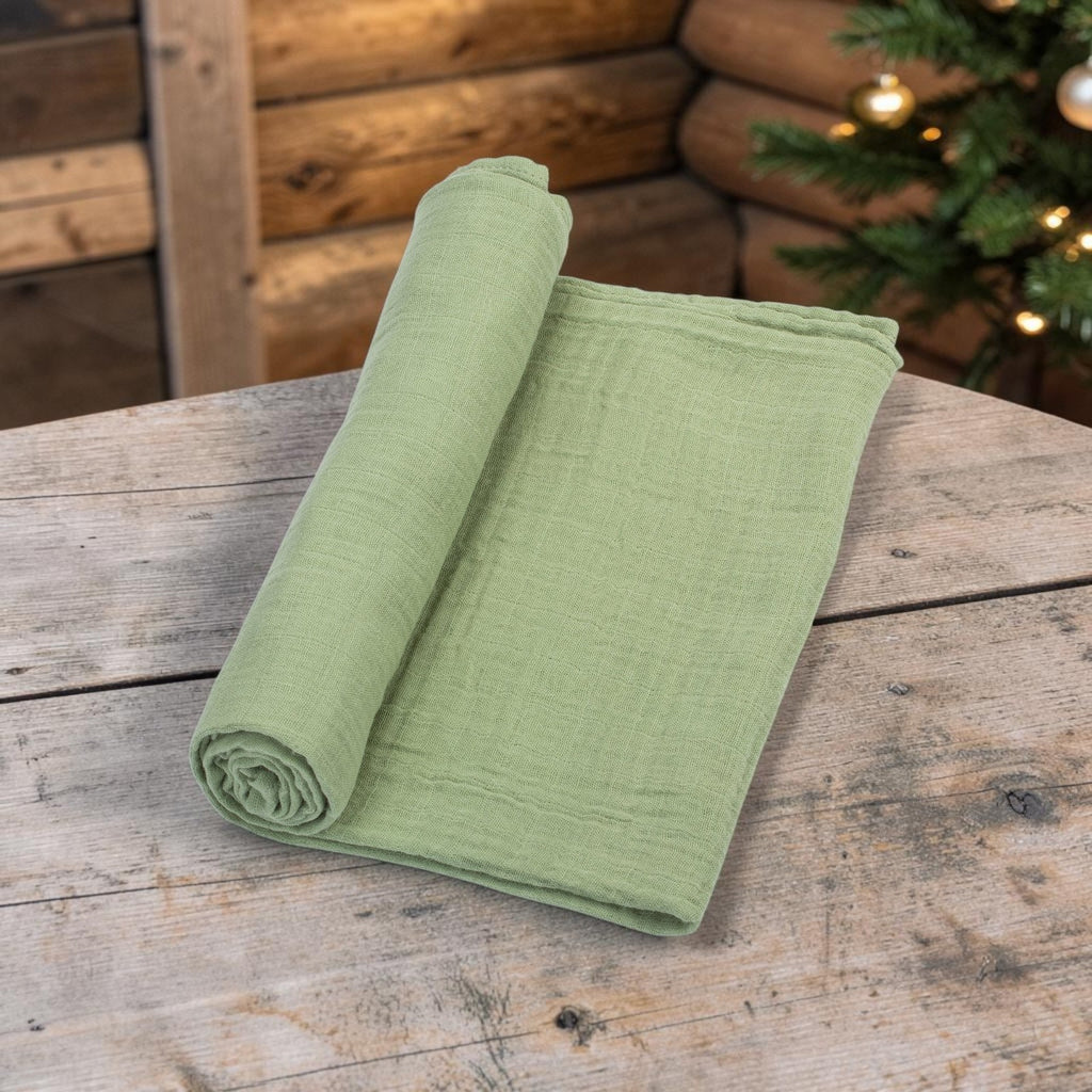 Baby Muslin Swaddle Blanket 120 x 120cm: Sage Green