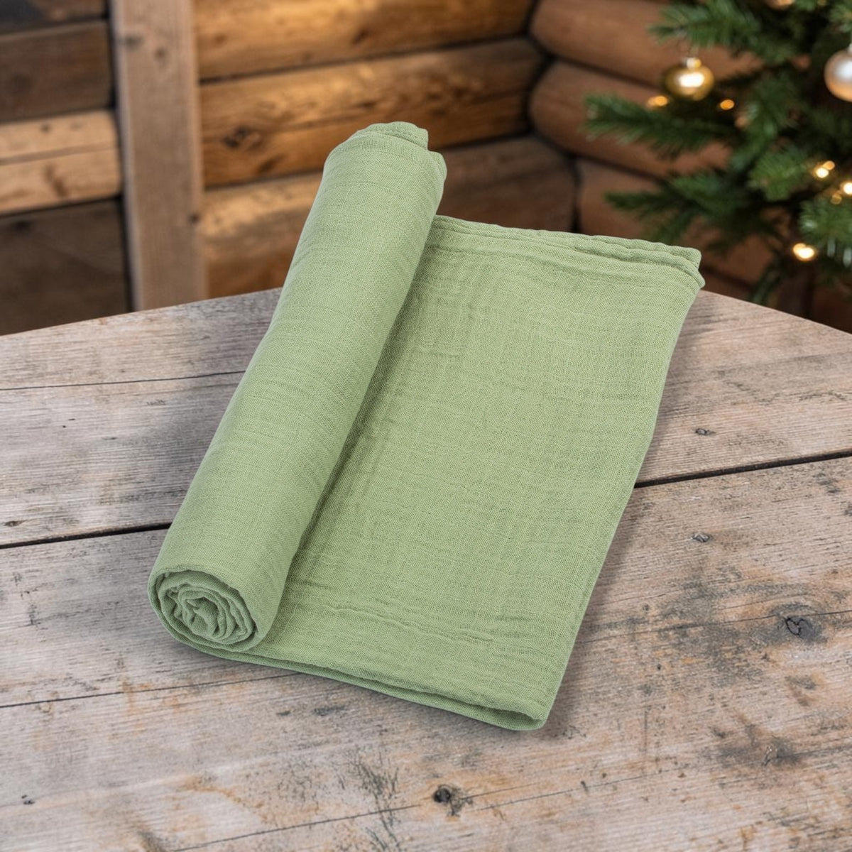 Baby Muslin Swaddle Blanket 120 x 120cm: Sage Green