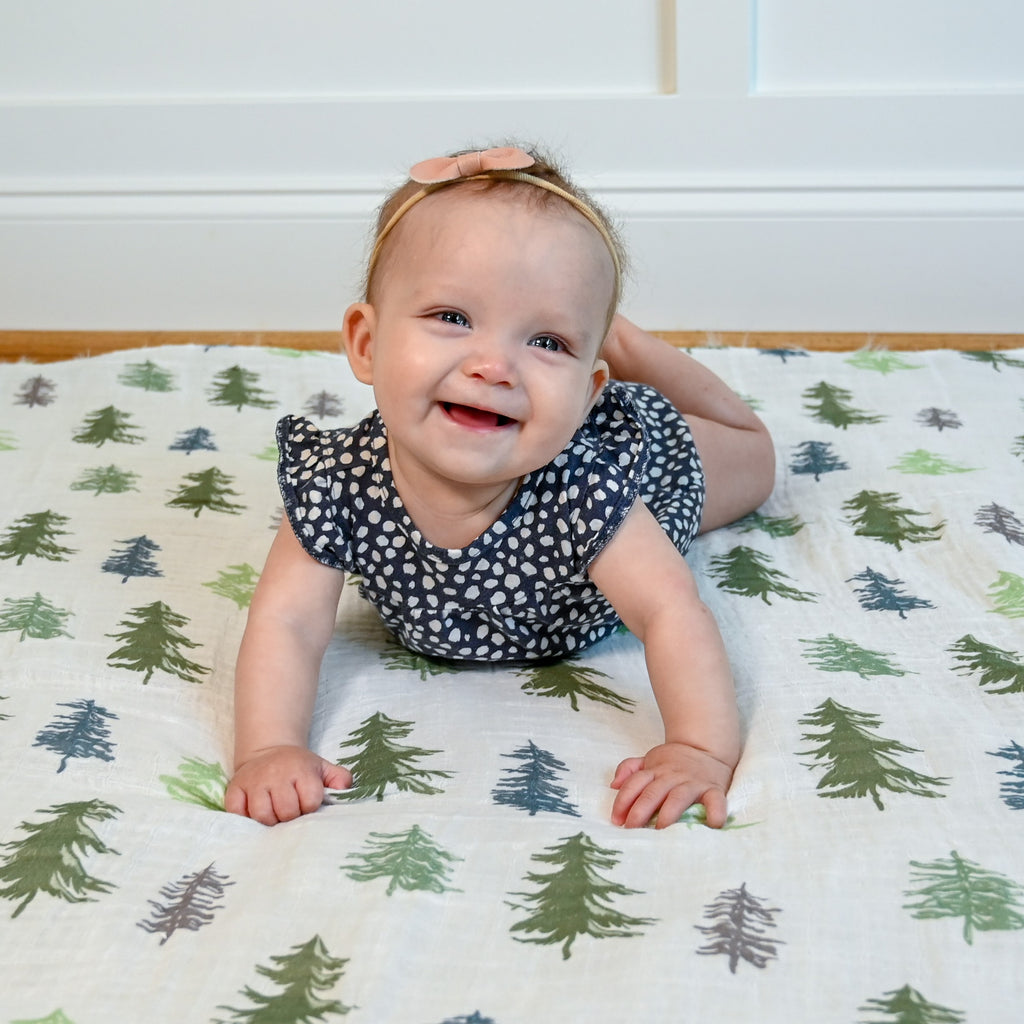 Baby Muslin Swaddle Blanket 120 x 120cm: Fir Tree Forest