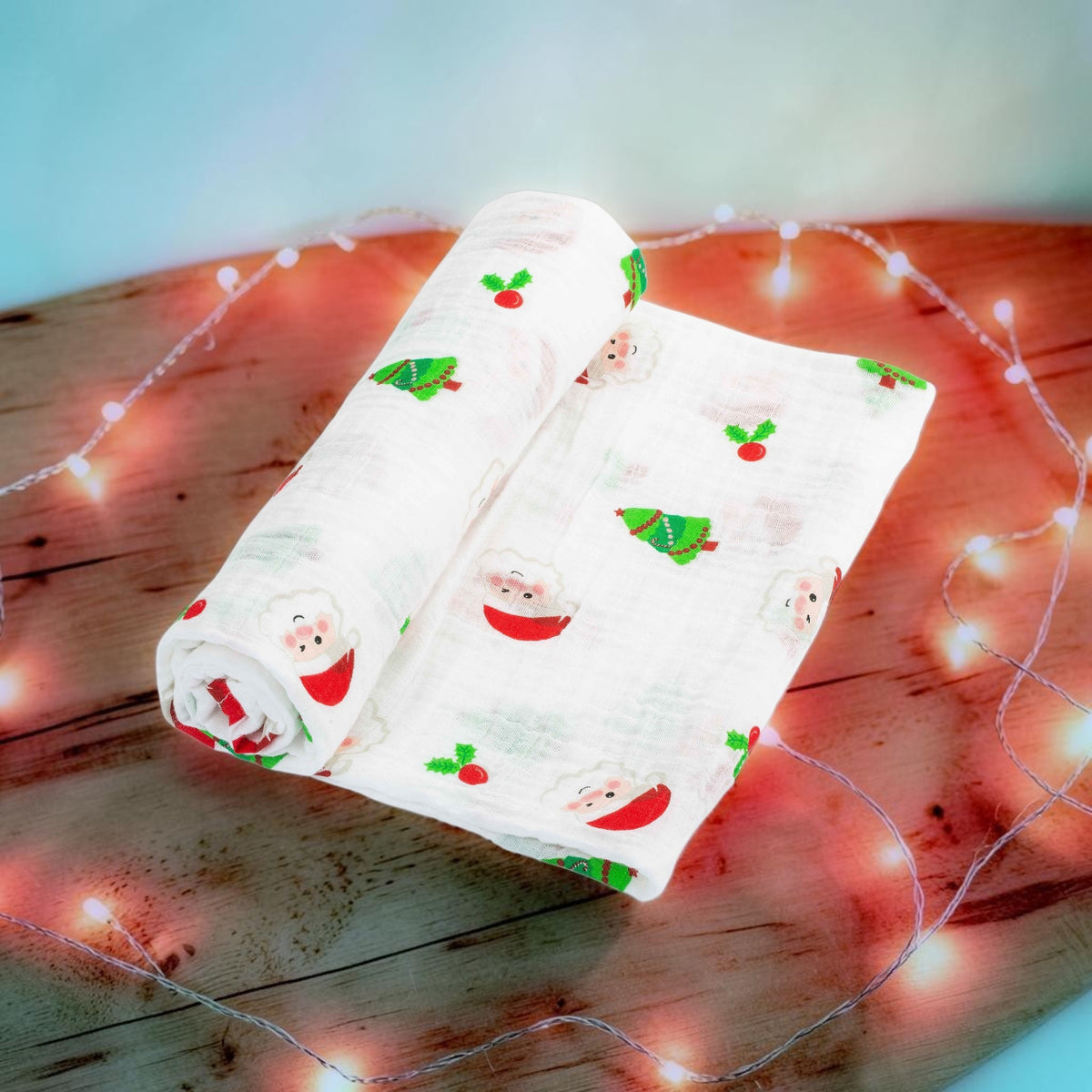 Baby Muslin Swaddle Blanket 120 x 120cm: Santa Claus Christmas